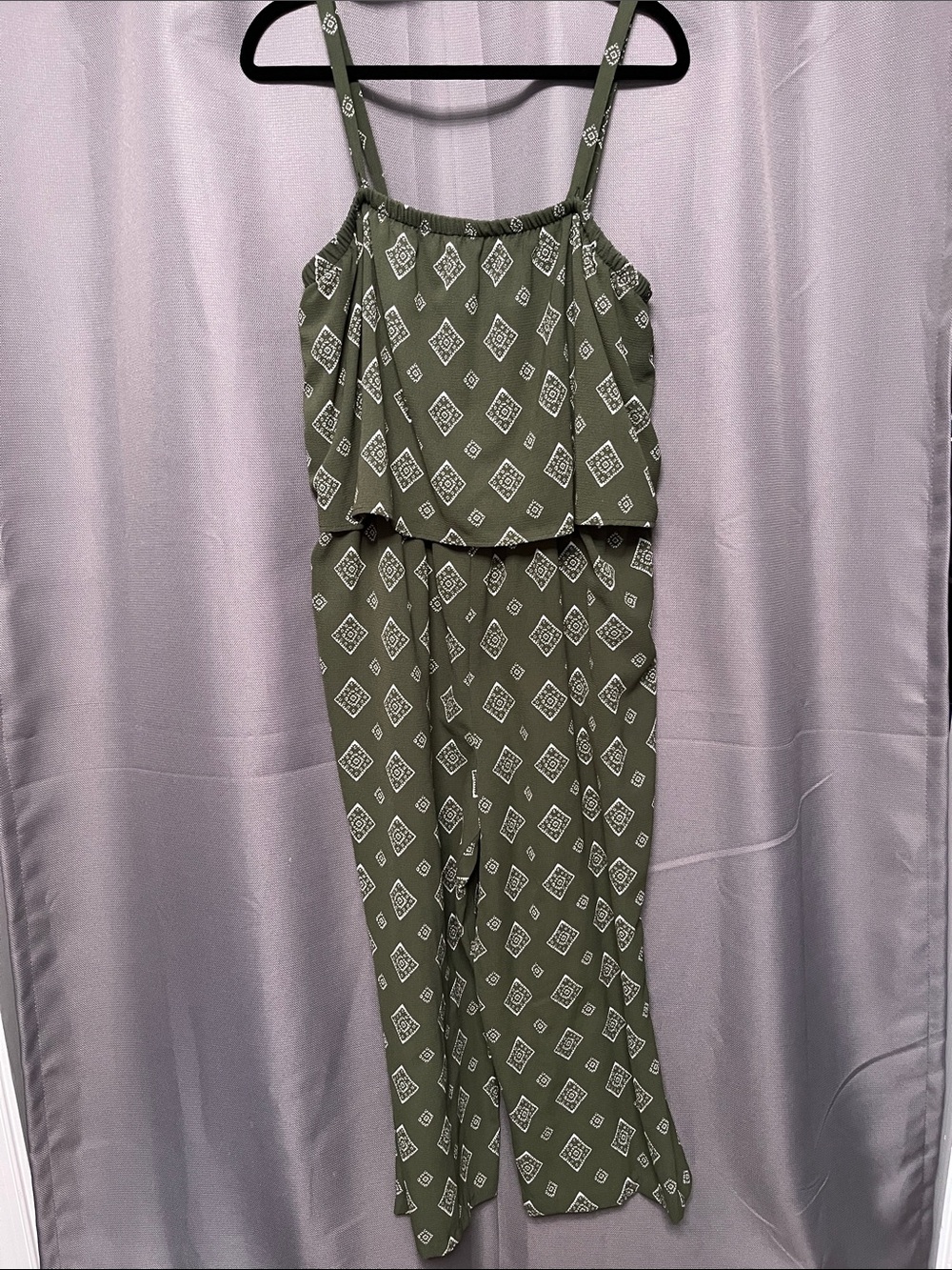 Time and Tru Olive Green Printed Jumpsuit
